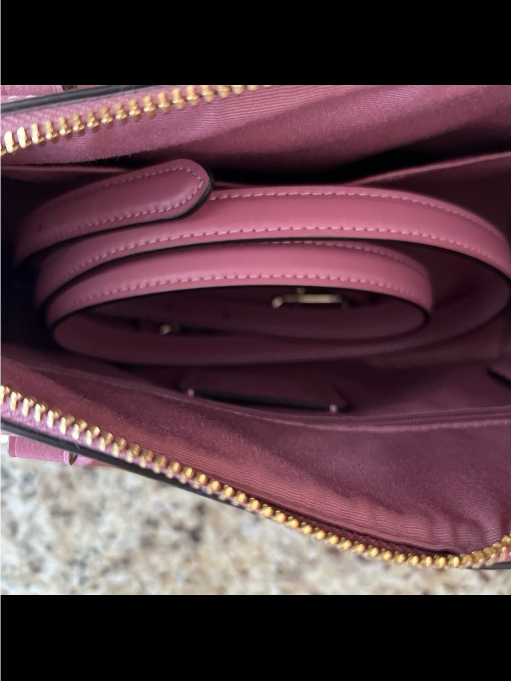 Coach Beige Signature Floral Satchel with Pink Trim and Green Leaves - Picture 7 of 8